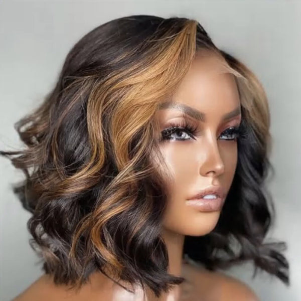 Luvme Hair Blonde Mix Loose Wave 5x5 Closure HD Lace Glueless Side Part Short Wig 100% Human Hair